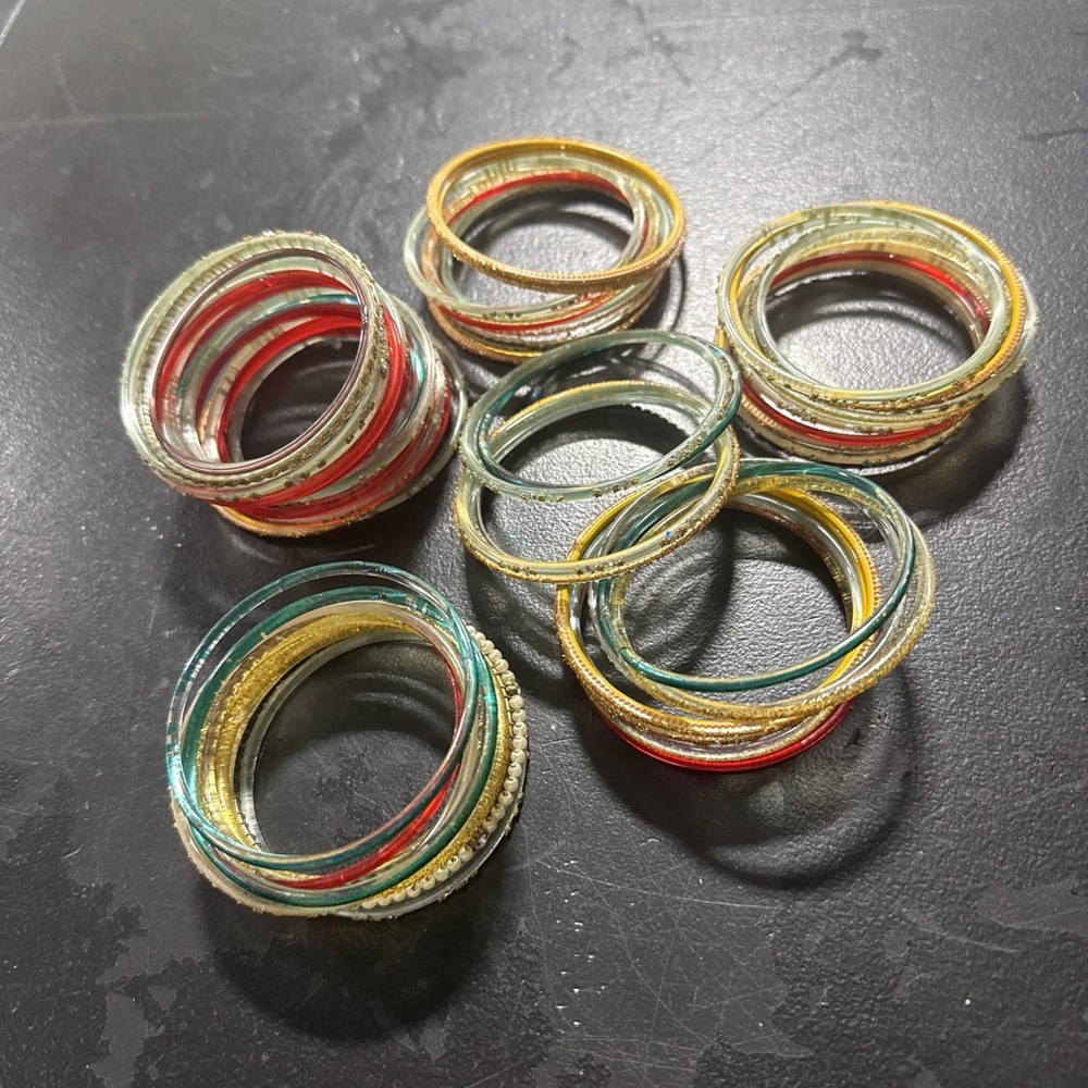 Large Lot Indian Pakistani Bangle Bracelets Mixed Colors Tone Costume Jewelry